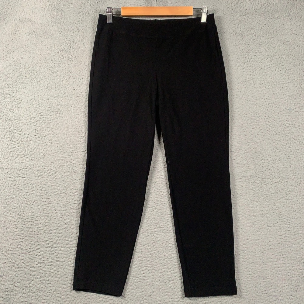 Eileen Fisher Viscose Jersey Slim Ankle Pant Womens S/P Black Minimalist Stretch
